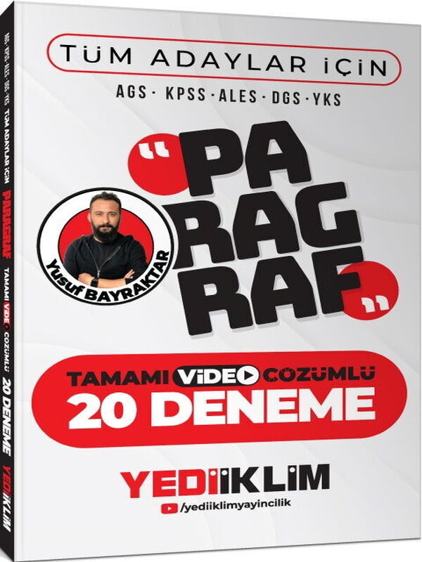 Yediiklim Yayınları AGS KPSS ALES DGS YKS Tüm Adaylar İçin Paragraf Tamamı Video Çözümlü 20 Deneme