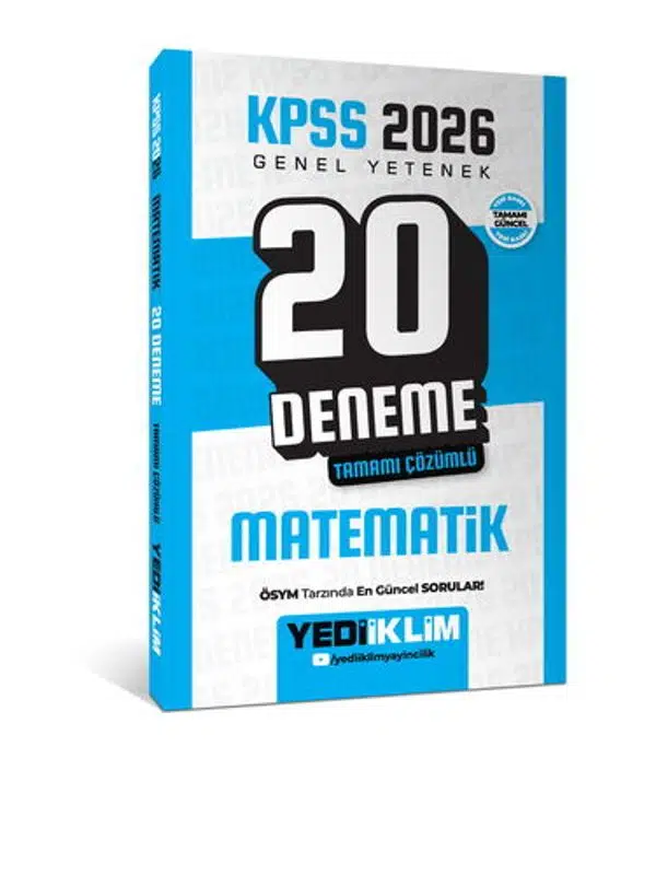 Yediiklim Yayınları KPSS 2026 Genel Yetenek Matematik Tamamı Çözümlü 20 Deneme