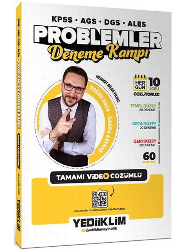 Yediiklim Yayınları KPSS-AGS-DGS-ALES Problemler Tamamı Video Çözümlü Deneme Kampı (60 Deneme)