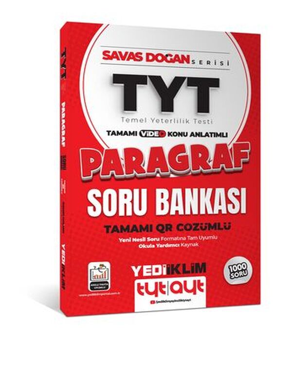 Yediiklim Yayınları TYT Savaş Doğan Serisi Tamamı Video Konu Anlatımlı ve QR Çözümlü Paragraf Soru Bankası 